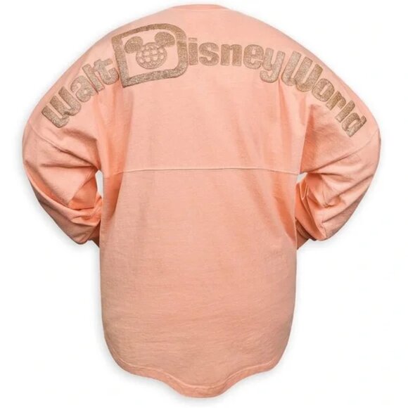 Walt Disney World Spirit Jersey Glitter Long Sleeve Coral Pink Rose Gold Small - Picture 4 of 7